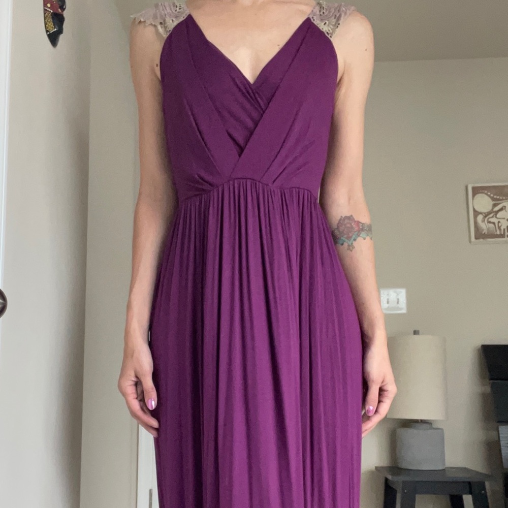 ModCloth Violet Maxi Dress Lace Flower Back Detail